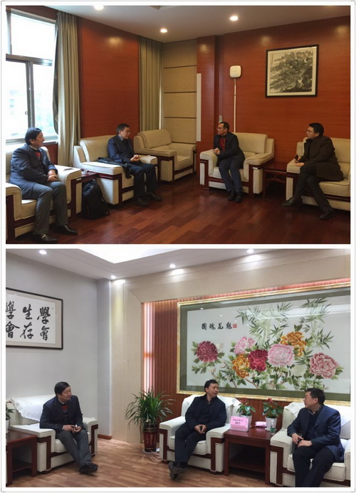 杨国强与目标中学校领导座谈（明德中学（上）、麓山国际实验中学（下））